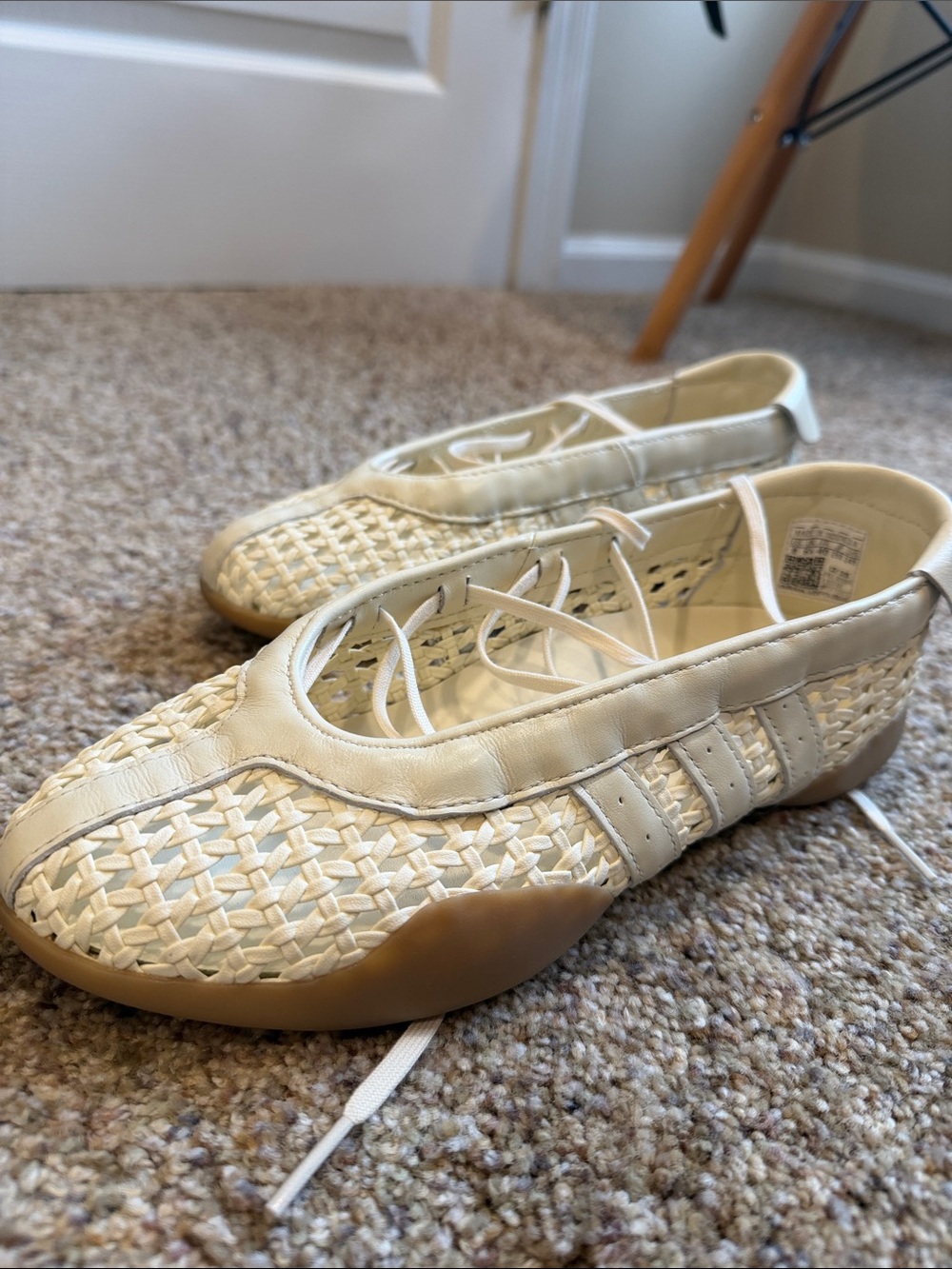 adidas Cream Woven Lace-Up Ballet Sneakers - Picture 2 of 5
